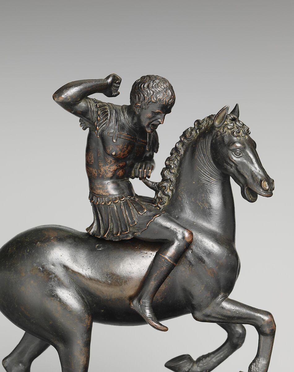 Horse and rider startled by a snake, Bronze, Italian, Venice or Padua
