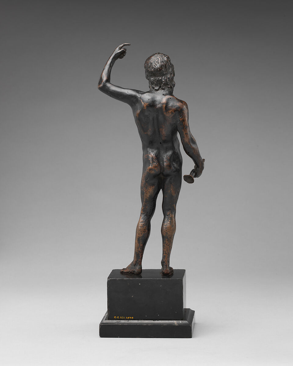 Nude youth with a horn, Bronze, Italian