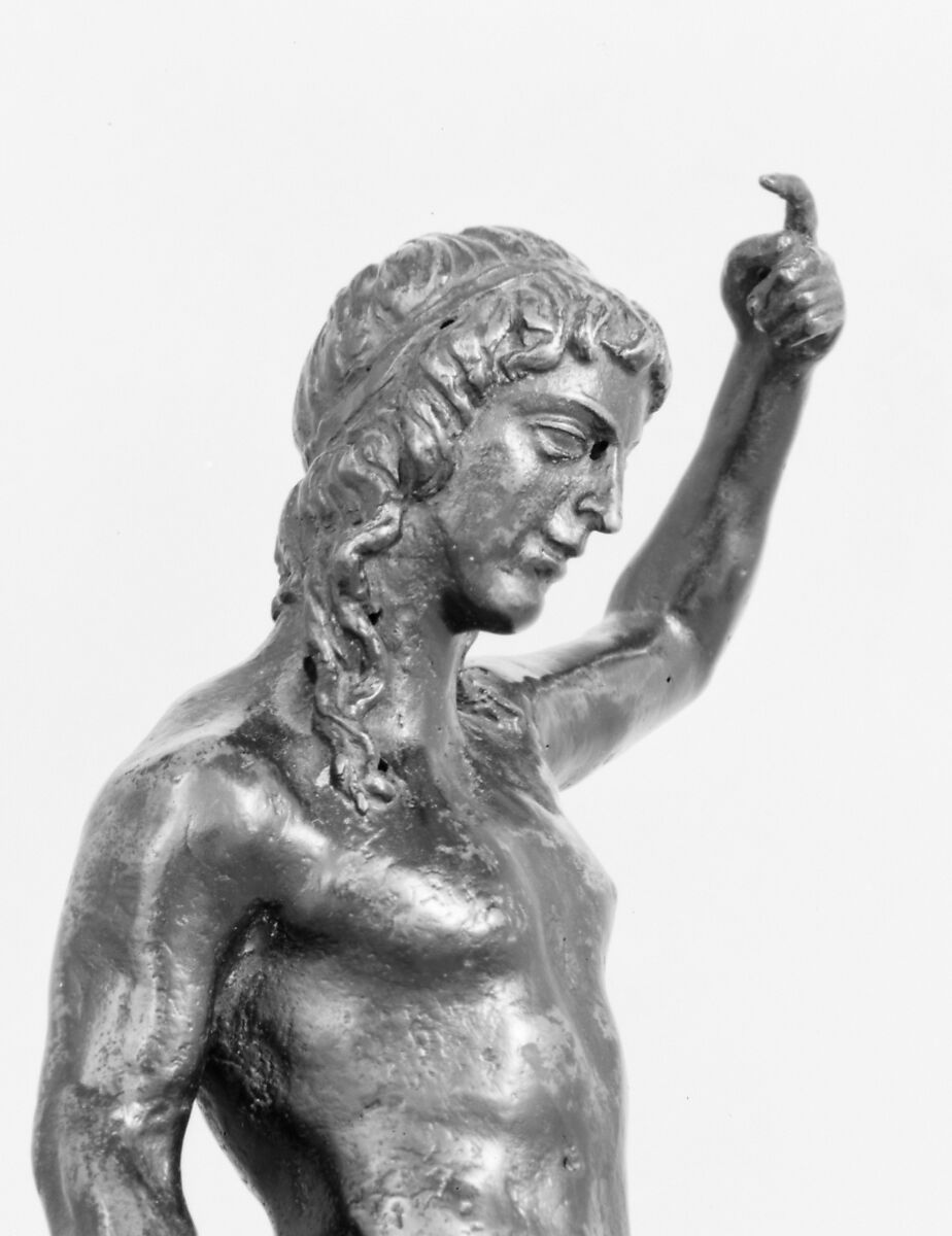 Nude youth with a horn, Bronze, Italian
