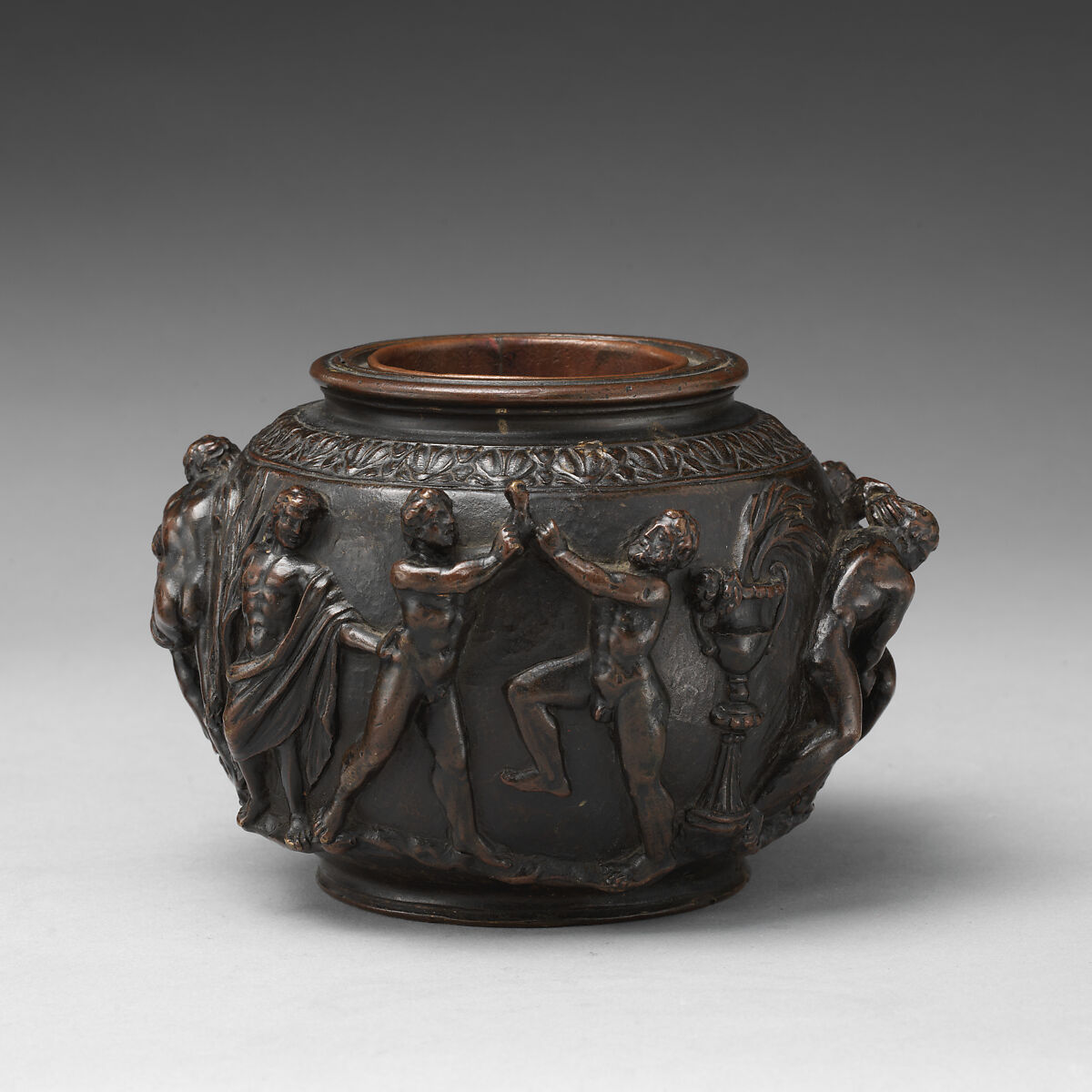 Vase with scenes of wrestling, Bronze, possibly Italian