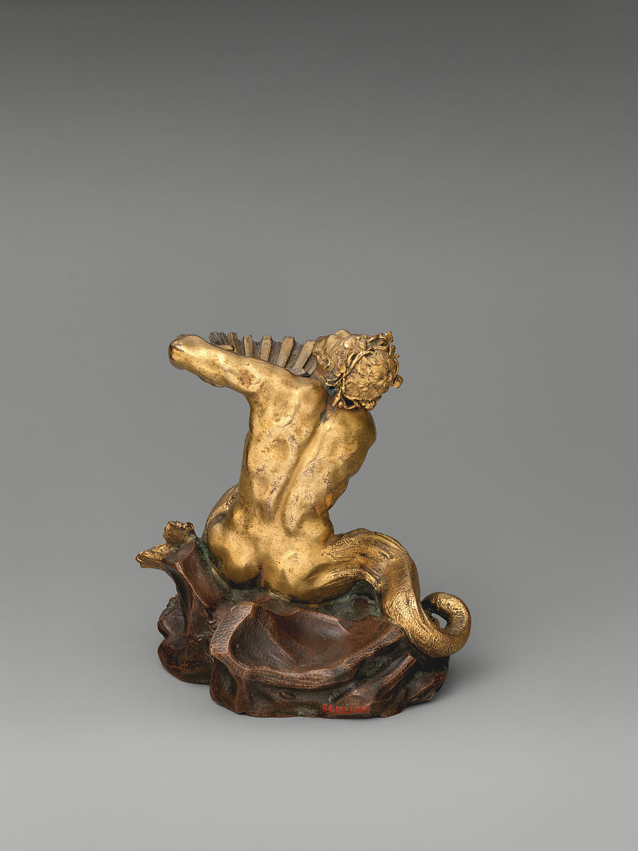 Triton with shell serving as saltcellar, Follower of Gian Lorenzo Bernini (Italian, Naples 1598–1680 Rome), Copper, parcel gilt and silver-gilt, Italian, Rome