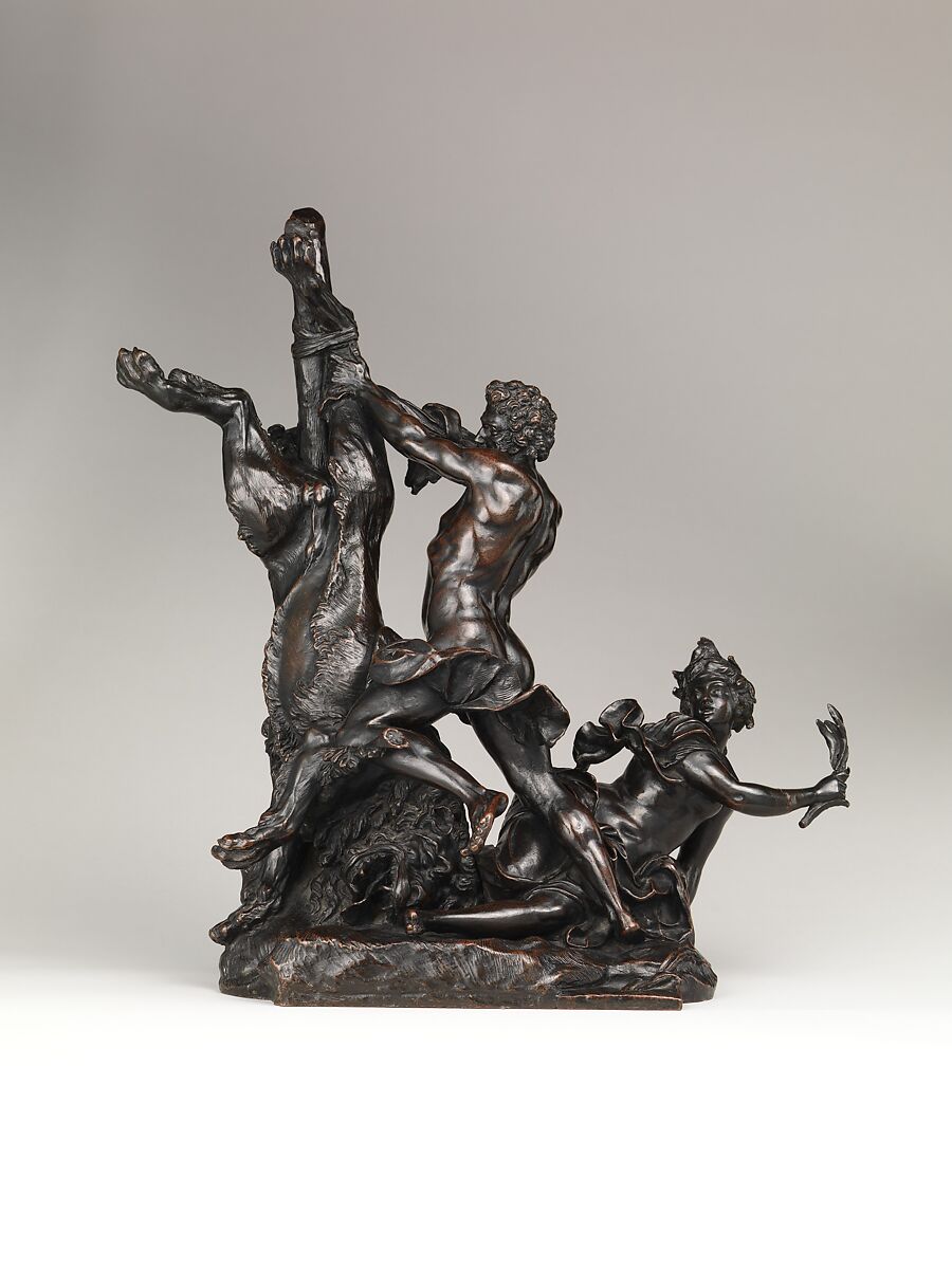 Hercules Skinning the Nemean Lion, Attributed to François Lespingola (French, 1644–1705), Bronze, French, probably Paris 
