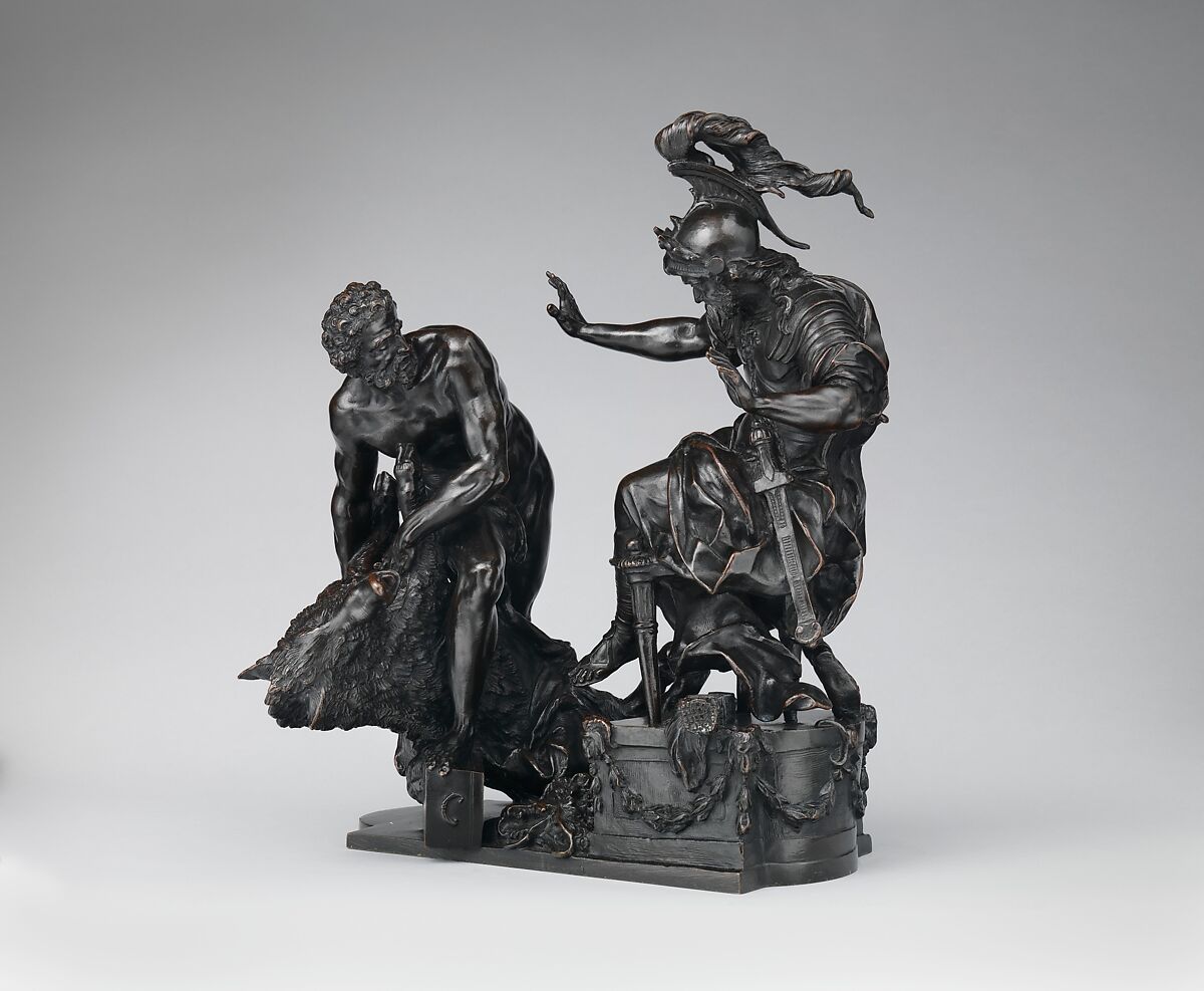 Hercules Delivering the Erymanthean Boar to Eurystheus, François Lespingola (French, 1644–1705), Bronze, French, probably Paris