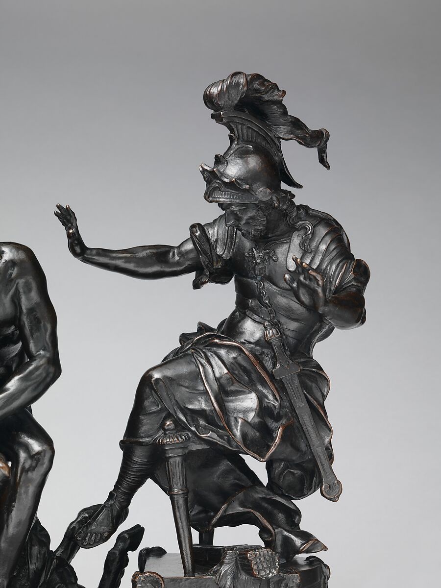 Hercules Delivering the Erymanthean Boar to Eurystheus, François Lespingola (French, 1644–1705), Bronze, French, probably Paris