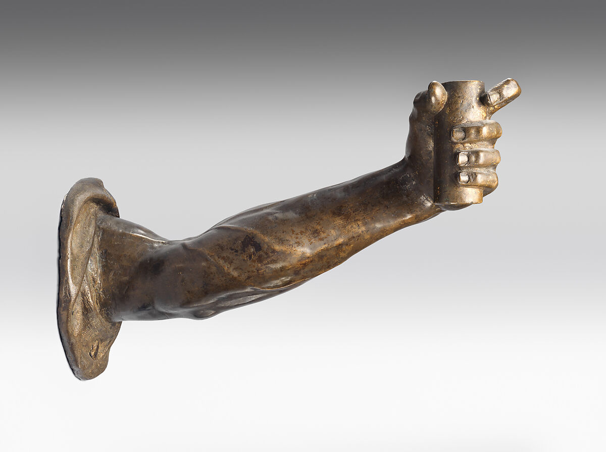 Torch-bearing arm, Bronze, traces of gilding, Possibly Italian 