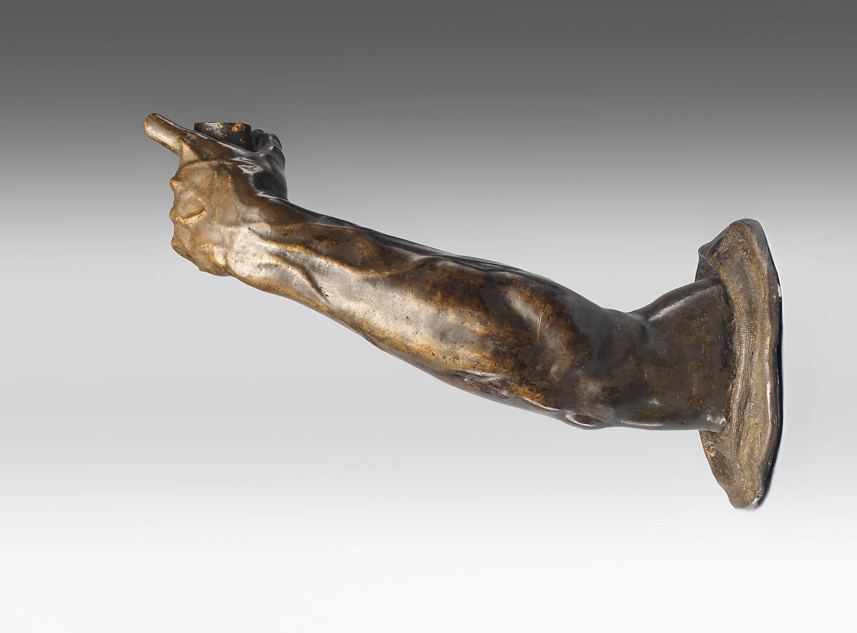 Torch-bearing arm, Bronze, traces of gilding, Possibly Italian