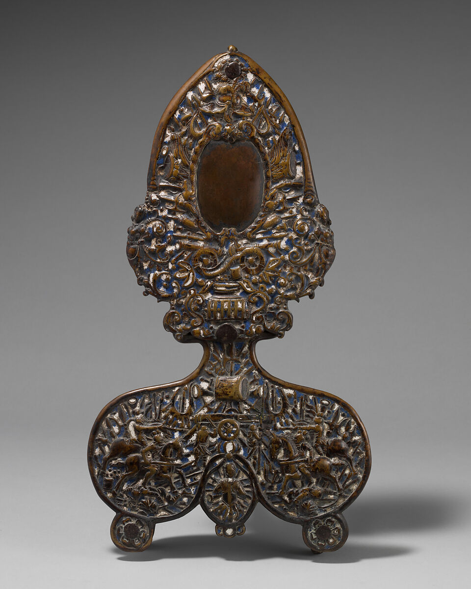 Pair of andirons, Enamel on brass, British, Surrey