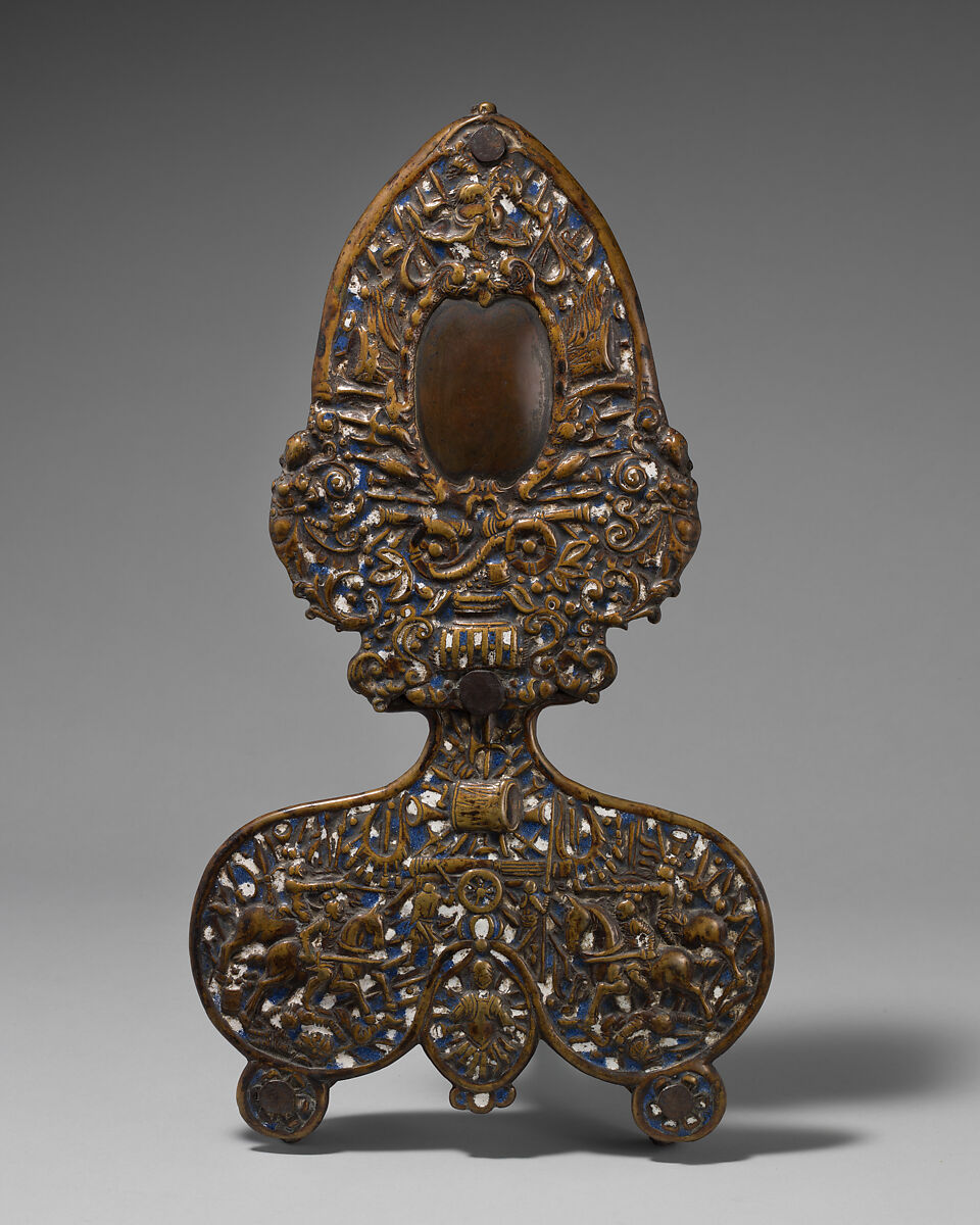 Pair of andirons, Enamel on brass, British, Surrey