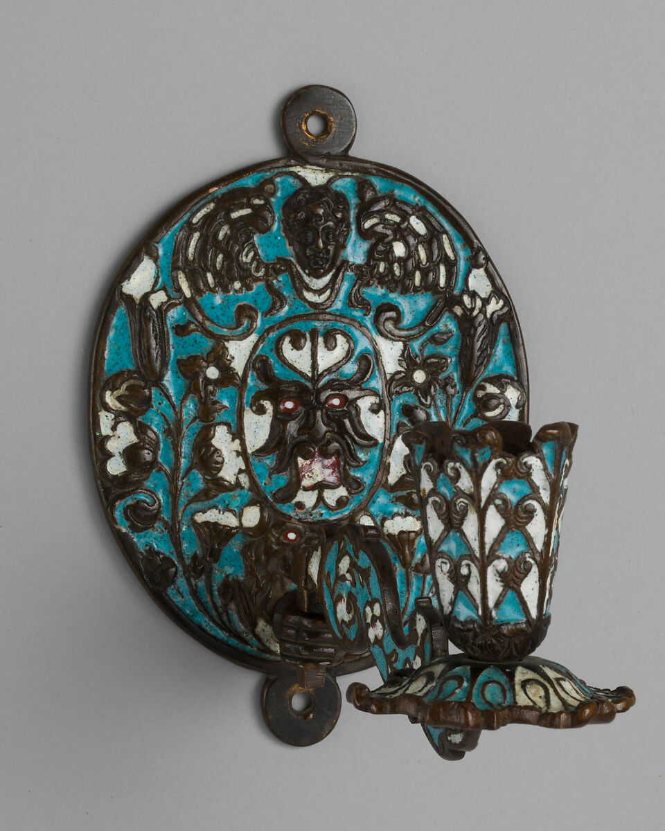 Pair of sconces, Enamel on brass, British, Surrey