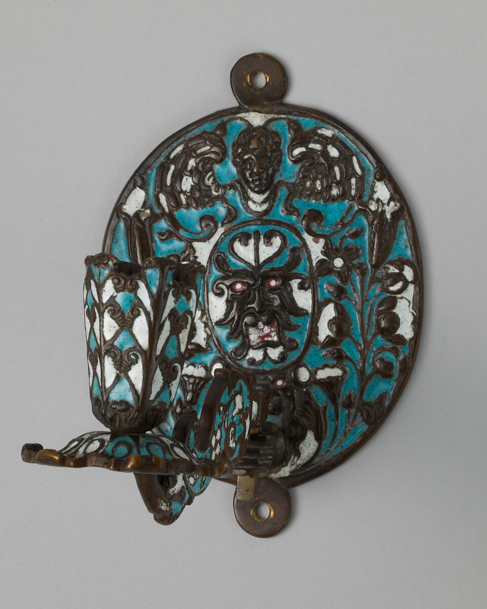 Pair of sconces, Enamel on brass, British, Surrey