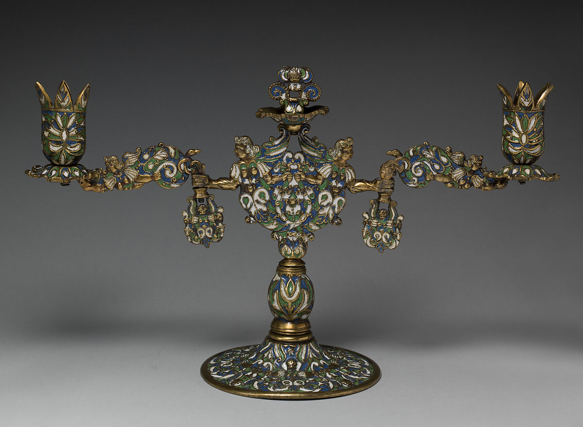 Candelabrum, Enamel on brass, British, Surrey 