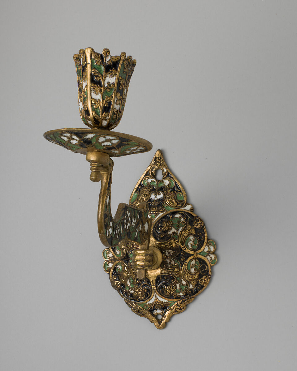 Sconce (one of a pair), Enamel on brass, British, Surrey