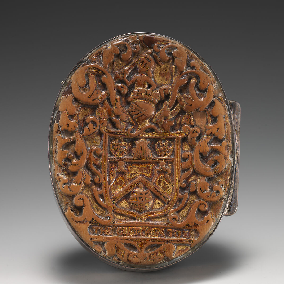 Tobacco box with royal arms of Great Britain, Boxwood and silver, British