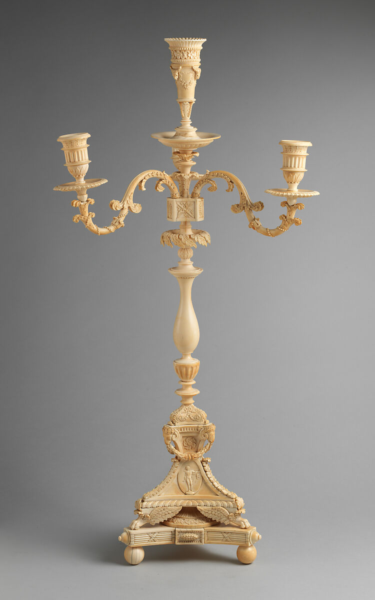 Four-light candelabrum, Ivory, probably Indian, Murshidabad 