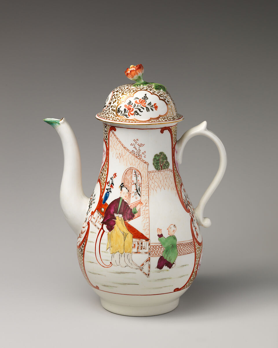 Coffeepot, Worcester factory (British, 1751–2008), Soft-paste porcelain, British, Worcester 