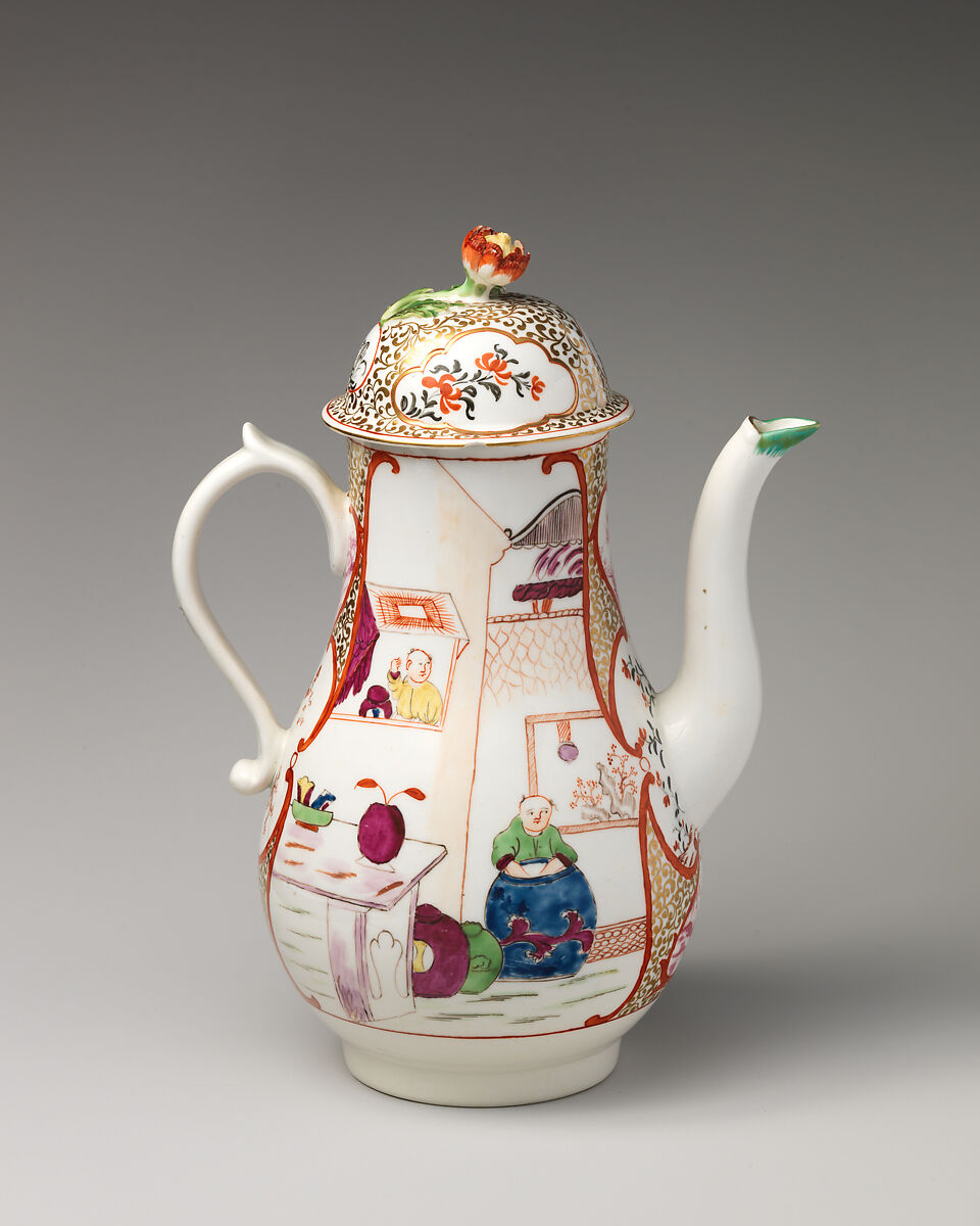 Coffeepot, Worcester factory (British, 1751–2008), Soft-paste porcelain, British, Worcester