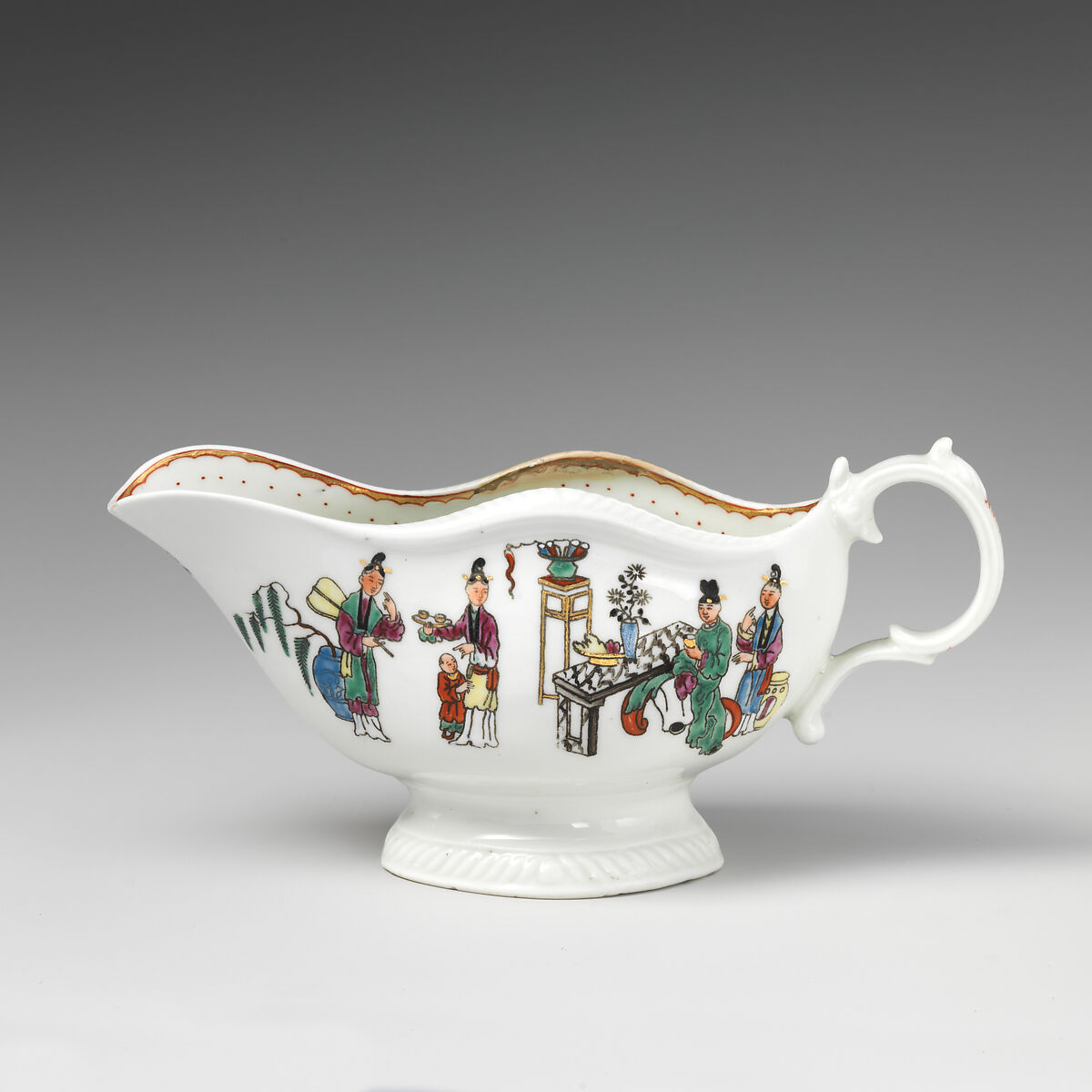 Sauceboat, Worcester factory (British, 1751–2008), Soft-paste porcelain, British, Worcester 