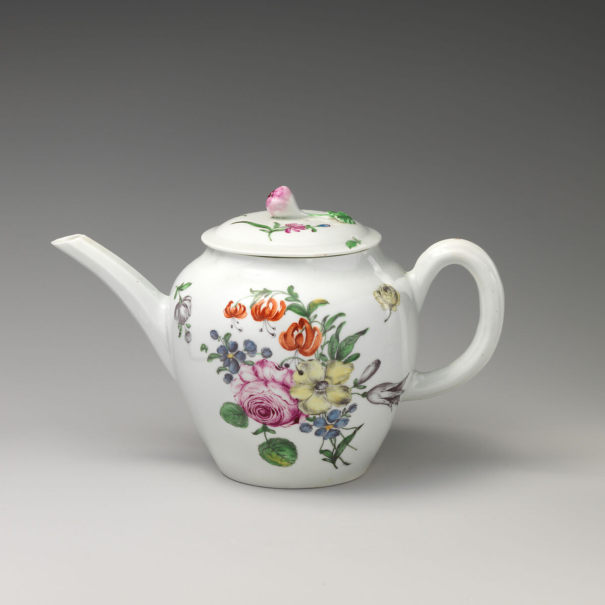Teapot, Worcester factory (British, 1751–2008), Soft-paste porcelain, British, Worcester 