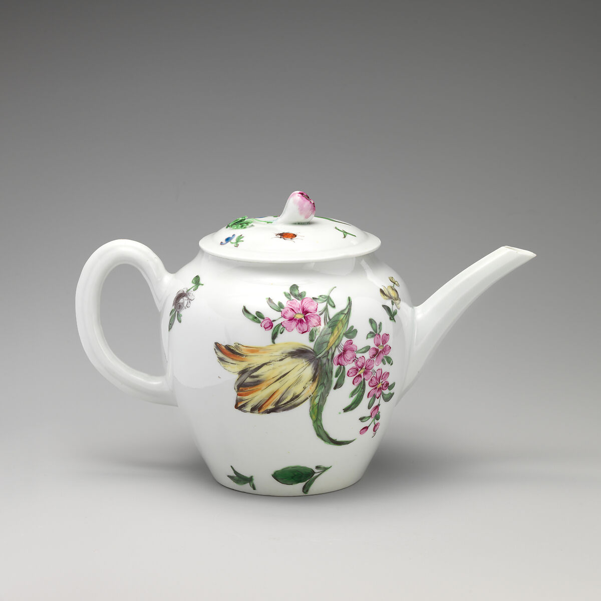 Teapot, Worcester factory (British, 1751–2008), Soft-paste porcelain, British, Worcester