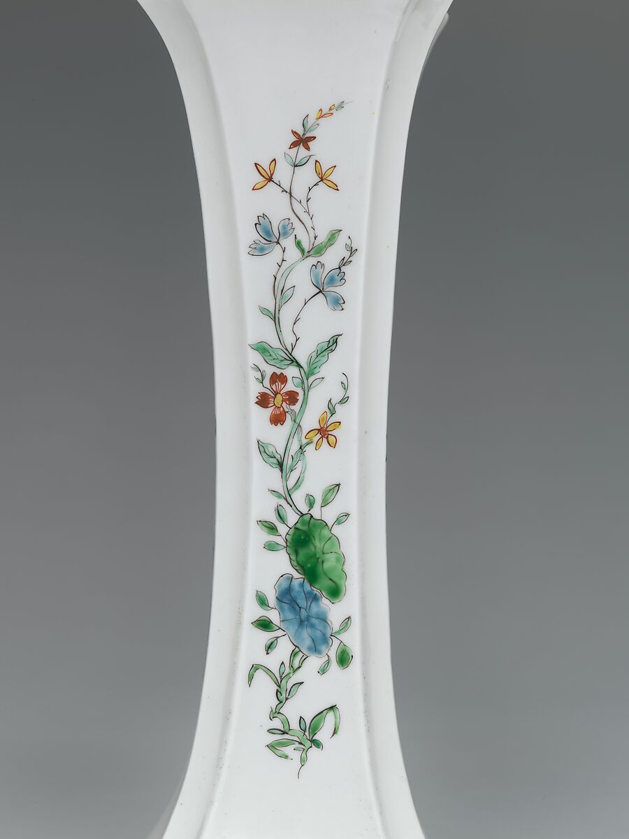Garniture of three vases, Soft-paste porcelain decorated in polychrome enamels, British, Worcester