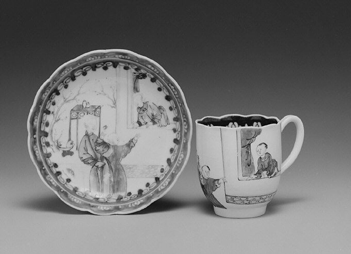Saucer, Soft-paste porcelain, British 