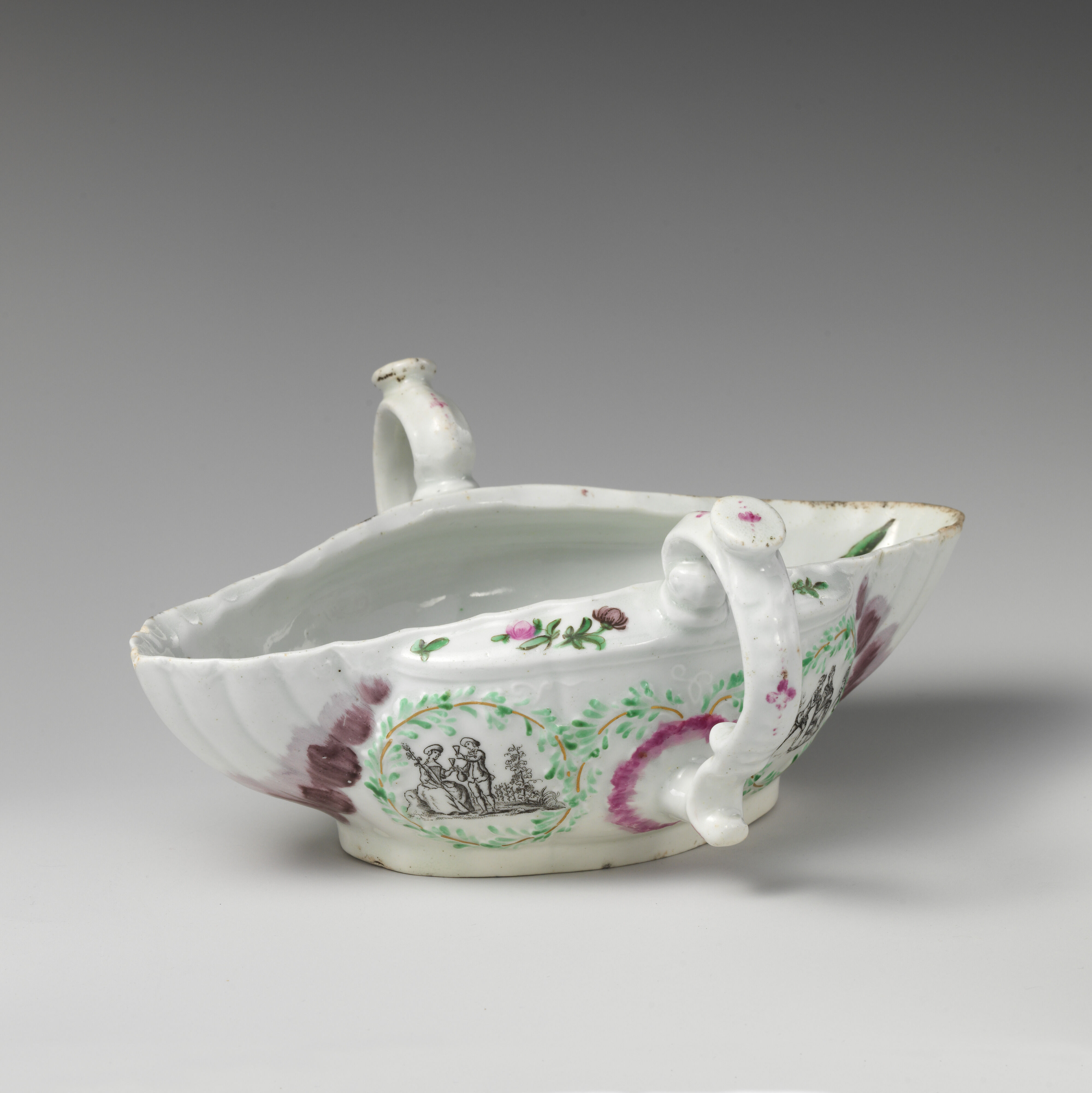 Worcester factory - Double-handle sauceboat - British, Worcester