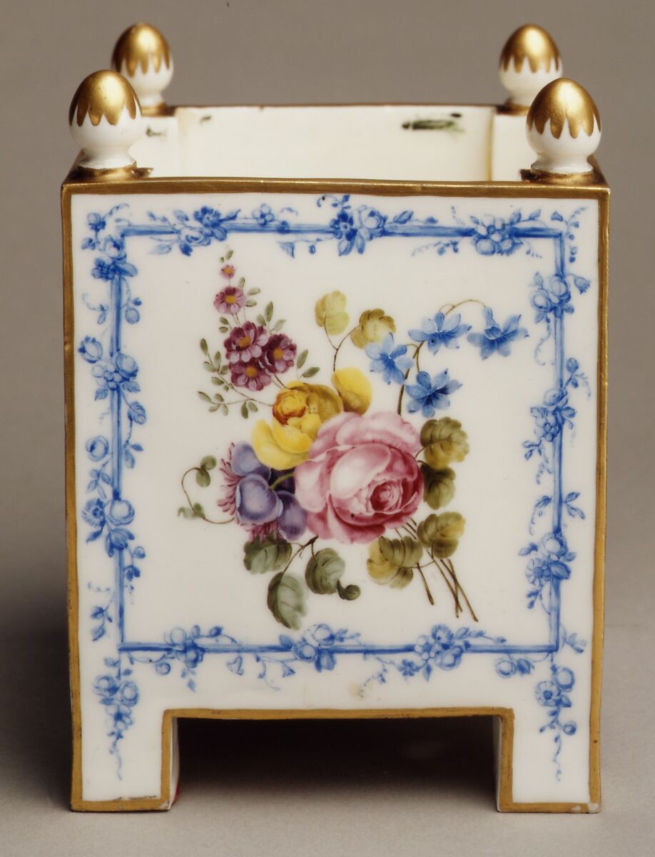 Pair of flower pots (caisses carrés), Sèvres Manufactory (French, 1740–present), Soft-paste porcelain, French, Sèvres 