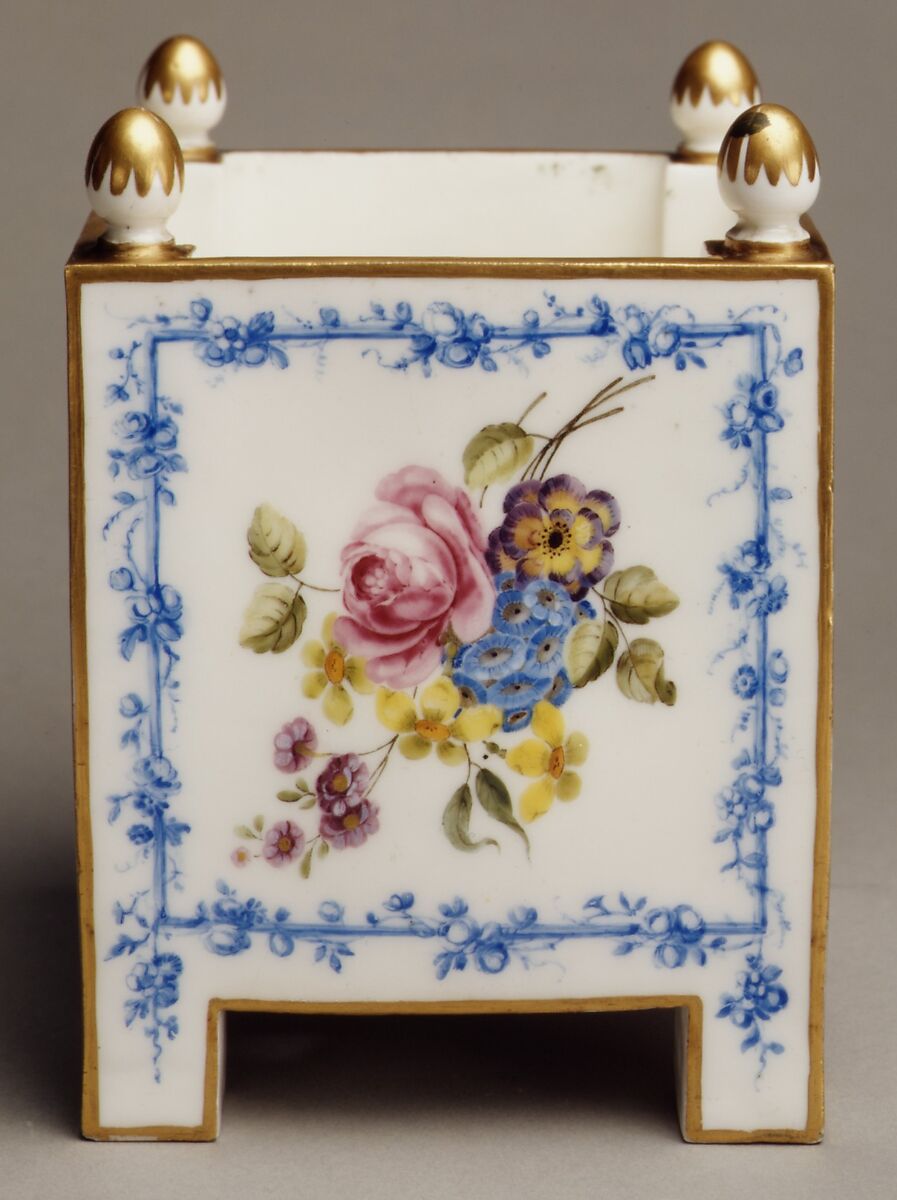 Pair of flower pots (caisses carrés), Sèvres Manufactory (French, 1740–present), Soft-paste porcelain, French, Sèvres
