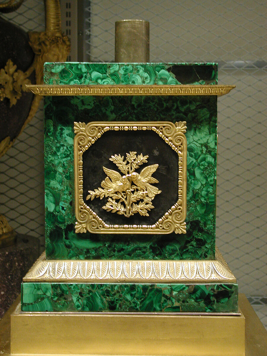 Twelve-light torchère (one of a pair), Pierre Philippe Thomire (French, Paris 1751–1843 Paris), Malachite veneered on copper, patinated bronze, gilt bronze, French