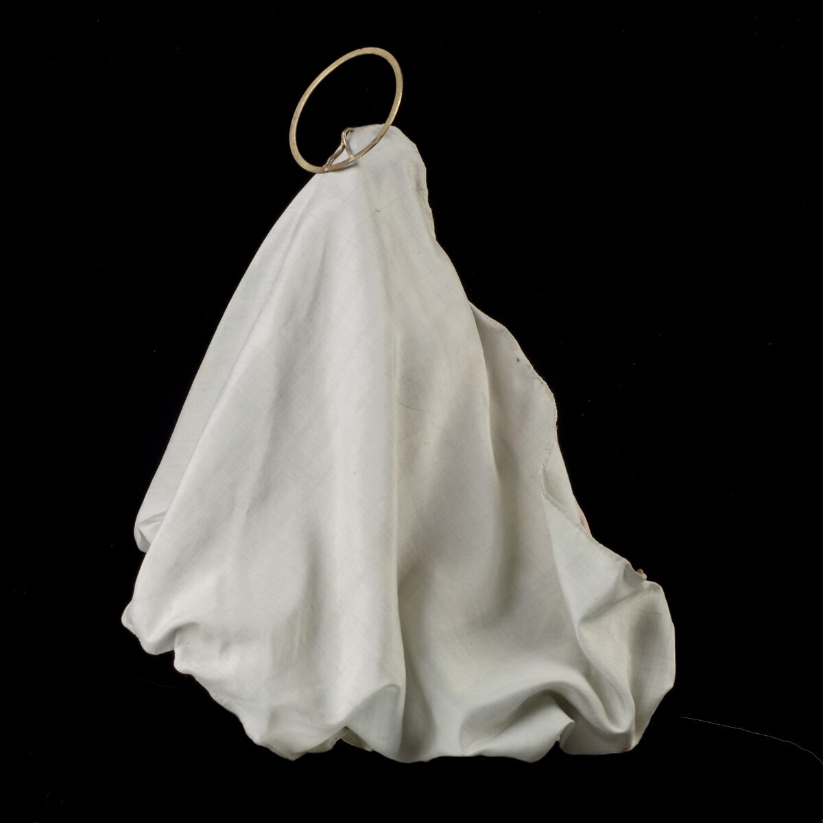 Virgin, Attributed to Salvatore di Franco (active 18th century), Polychromed terracotta head and wooden limbs; body of wire wrapped in tow; silver-gilt halo; silk and linen garments, Italian, Naples