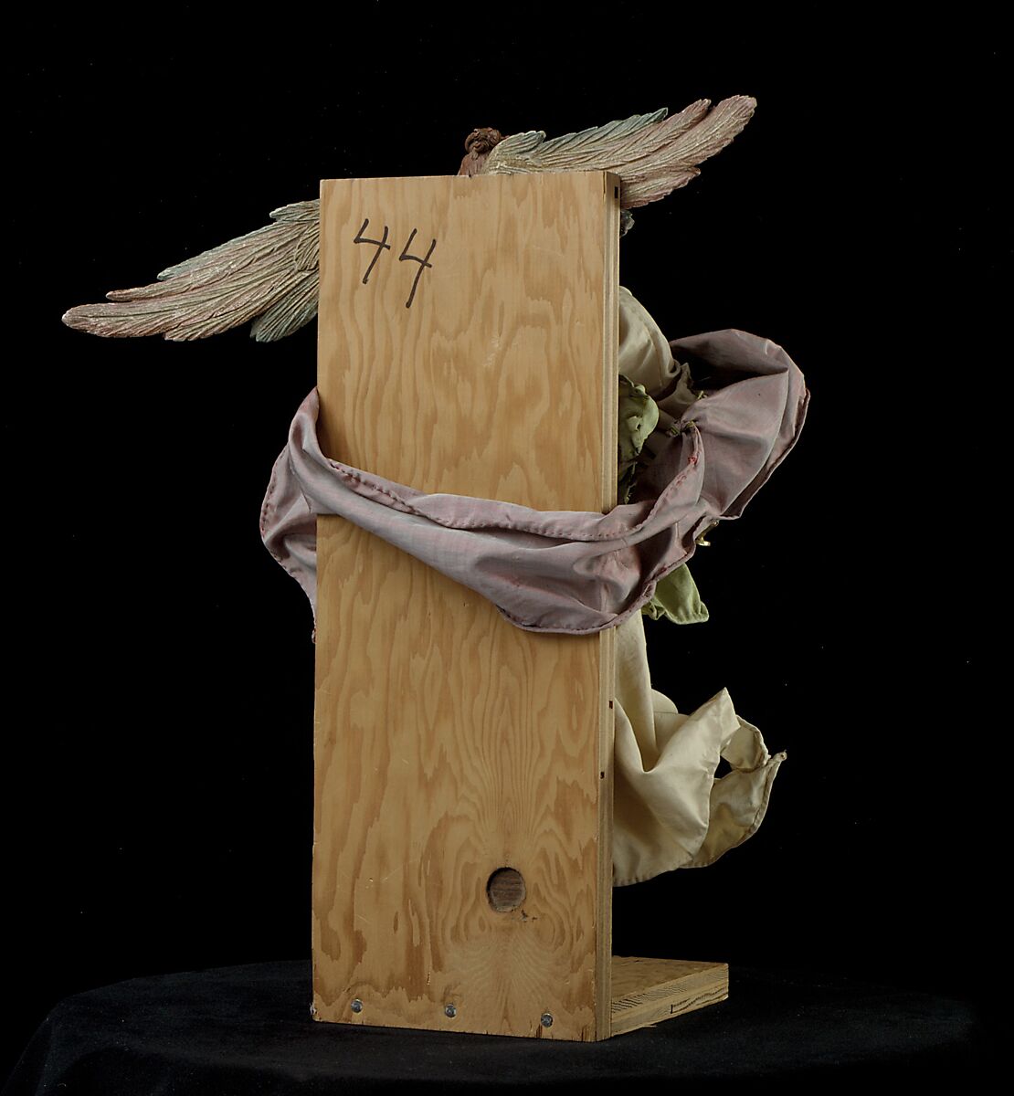 Angel, Attributed to Giuseppe Sanmartino (Italian, 1720–1793), Polychromed terracotta head; wooden limbs and wings; body of wire wrapped in tow; various fabrics, Italian, Naples