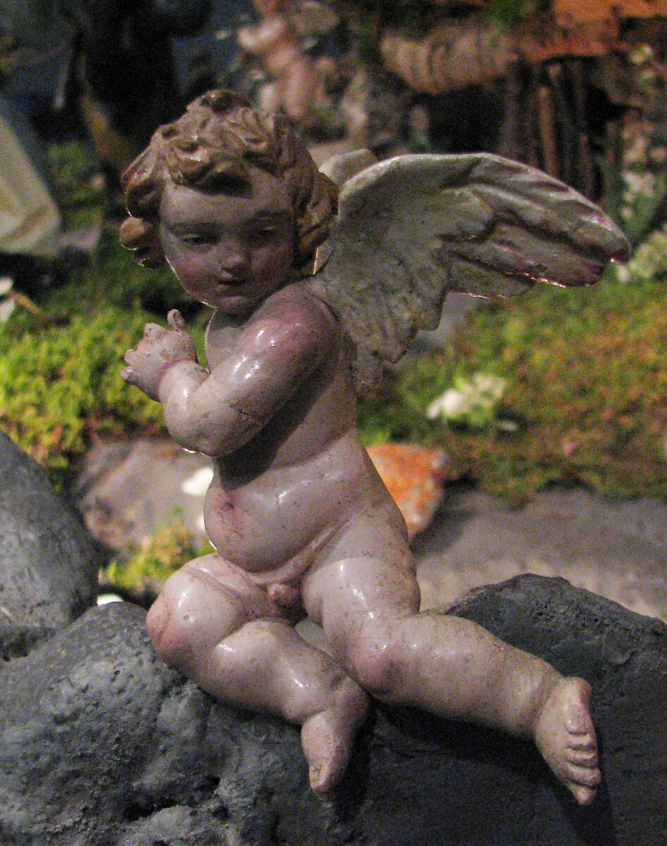 Cherub, Polychromed wood, Italian, Naples 