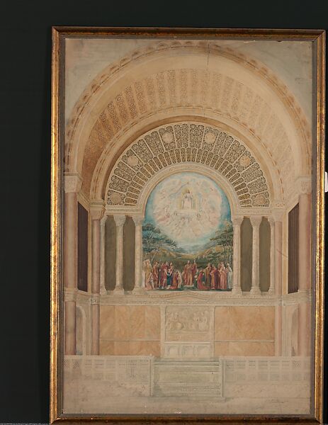 Design for chancel at St. Bartholomew's Church, NY, Designed by Jacob Holzer (American (born Switzerland), Péry 1858–1938 Florence, Italy), Watercolor on paper, American 