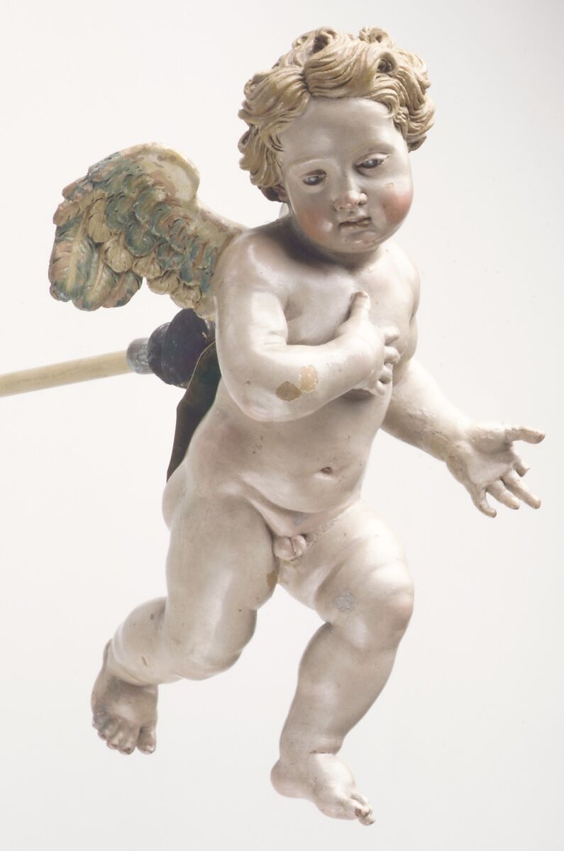 Cherub, Polychromed terracotta, Italian, Naples 