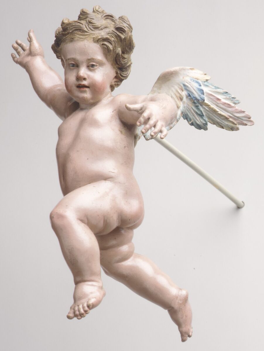 Cherub, Polychromed wood, Italian, Naples 