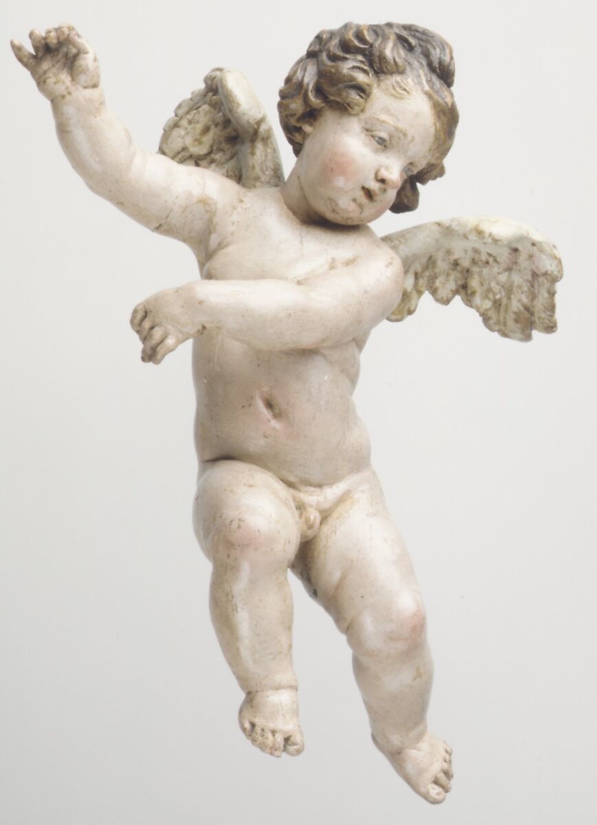 Cherub, Polychromed wood, Italian, Naples 