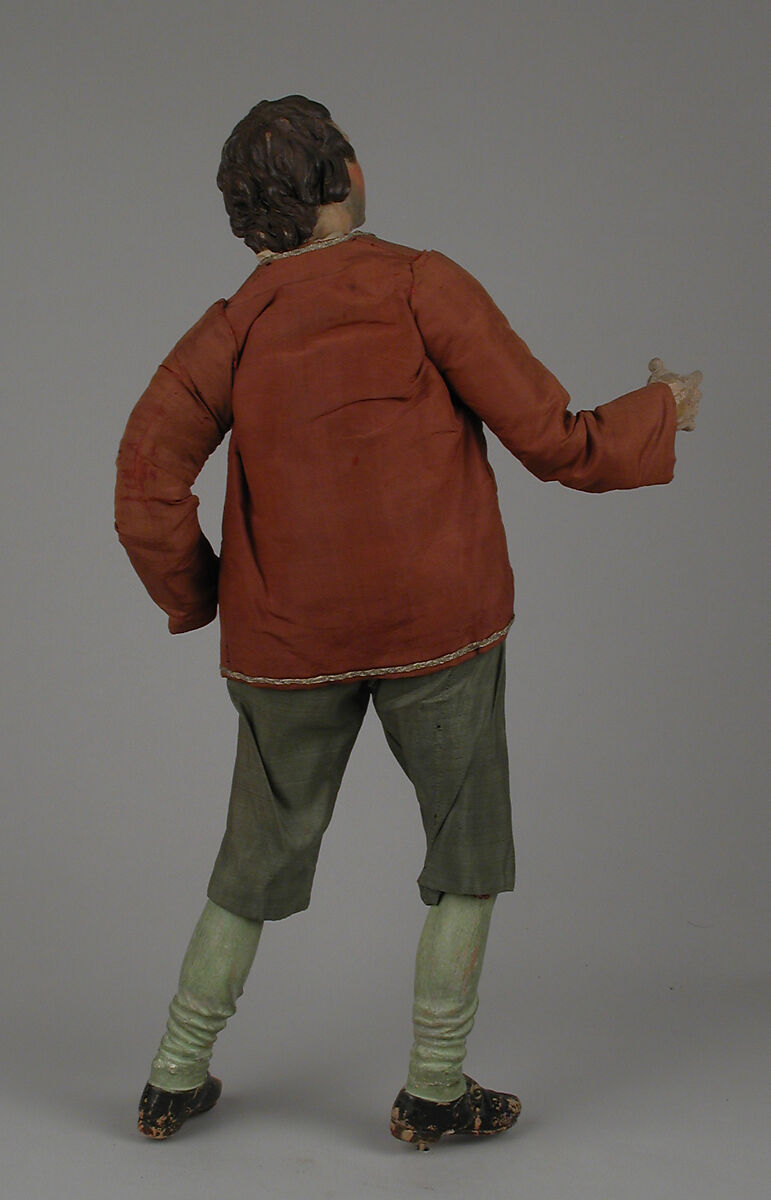 Man, Possibly by Angelo Viva (Italian, Naples 1748–1837 Naples), Polychromed terracotta head and wooden limbs; body of wire wrapped in tow; cotton and silk garments with glass buttons and silver coiled buttons, Italian, Naples