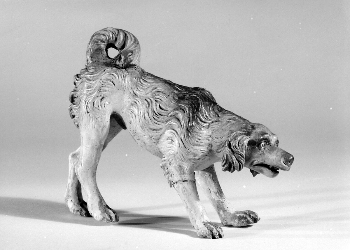 Dog, Polychromed terracotta body; wooden feet, Italian, Naples