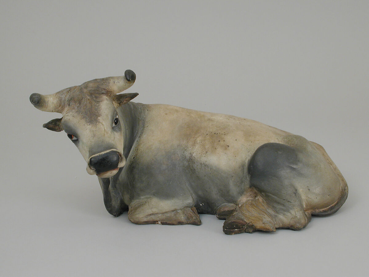 Cow, Polychromed terracotta, Italian, Naples 