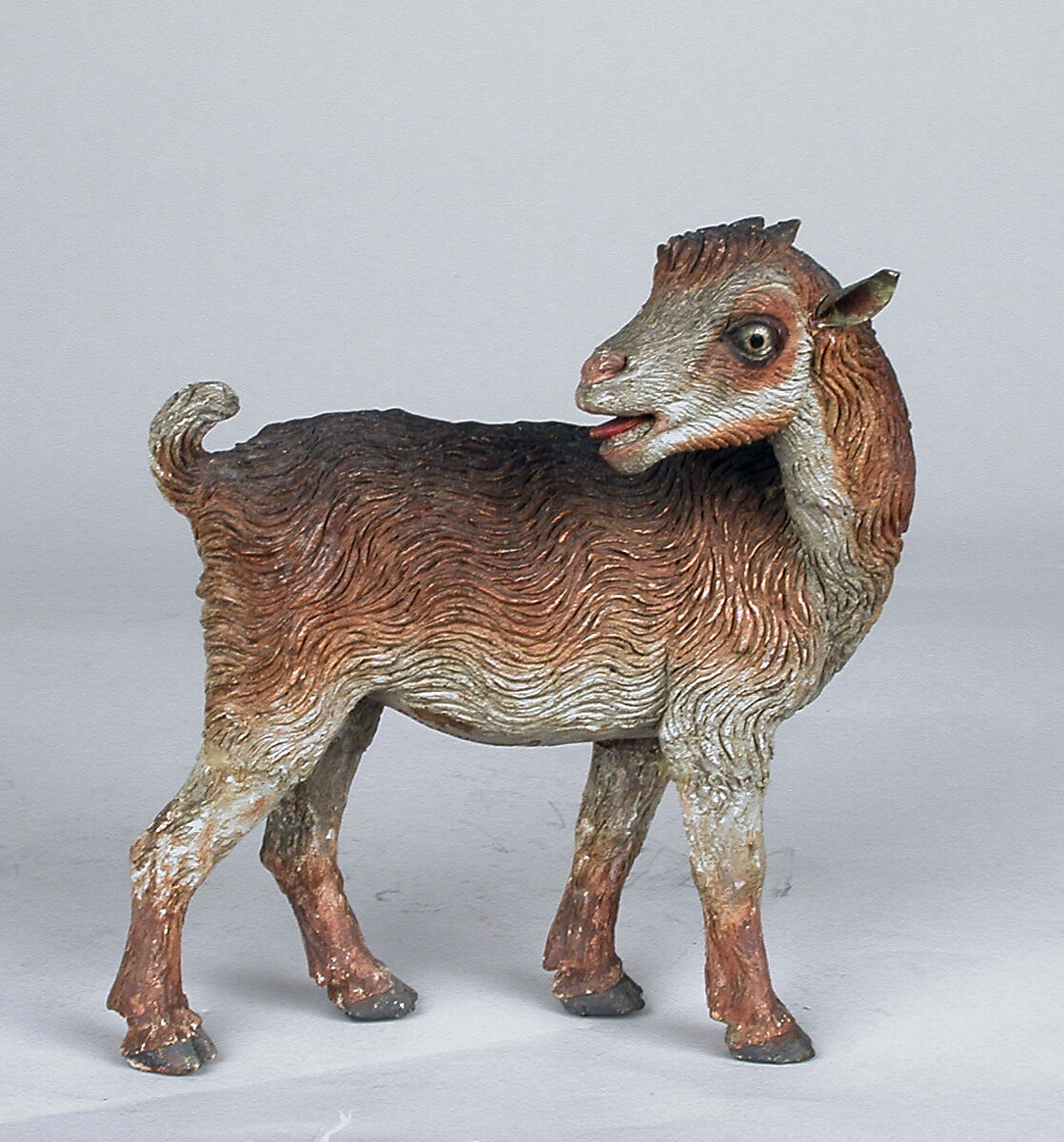 Kid, Polychromed terracotta body, wooden legs, metal ears, Italian, Naples 