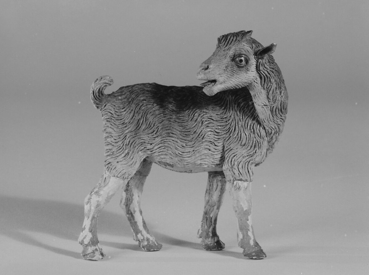 Kid, Polychromed terracotta body, wooden legs, metal ears, Italian, Naples