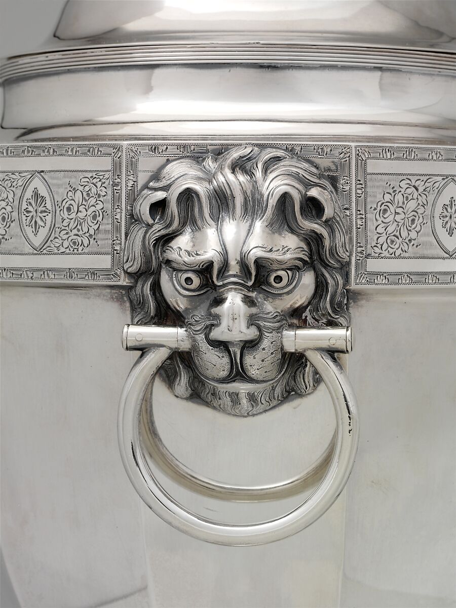 Tea or hot water urn, John McMullin (1765–1843), silver with ivory handle, American