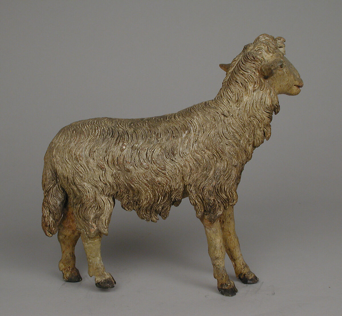 Standing sheep, Polychromed terracotta, Italian, Naples