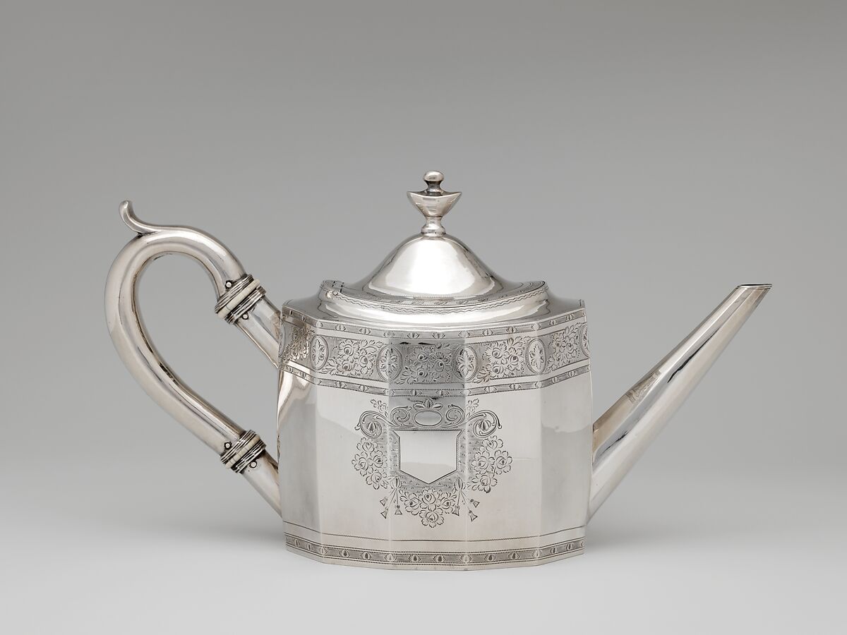 Teapot, Robert and William Wilson (active ca. 1825–ca.1846), Silver, American 