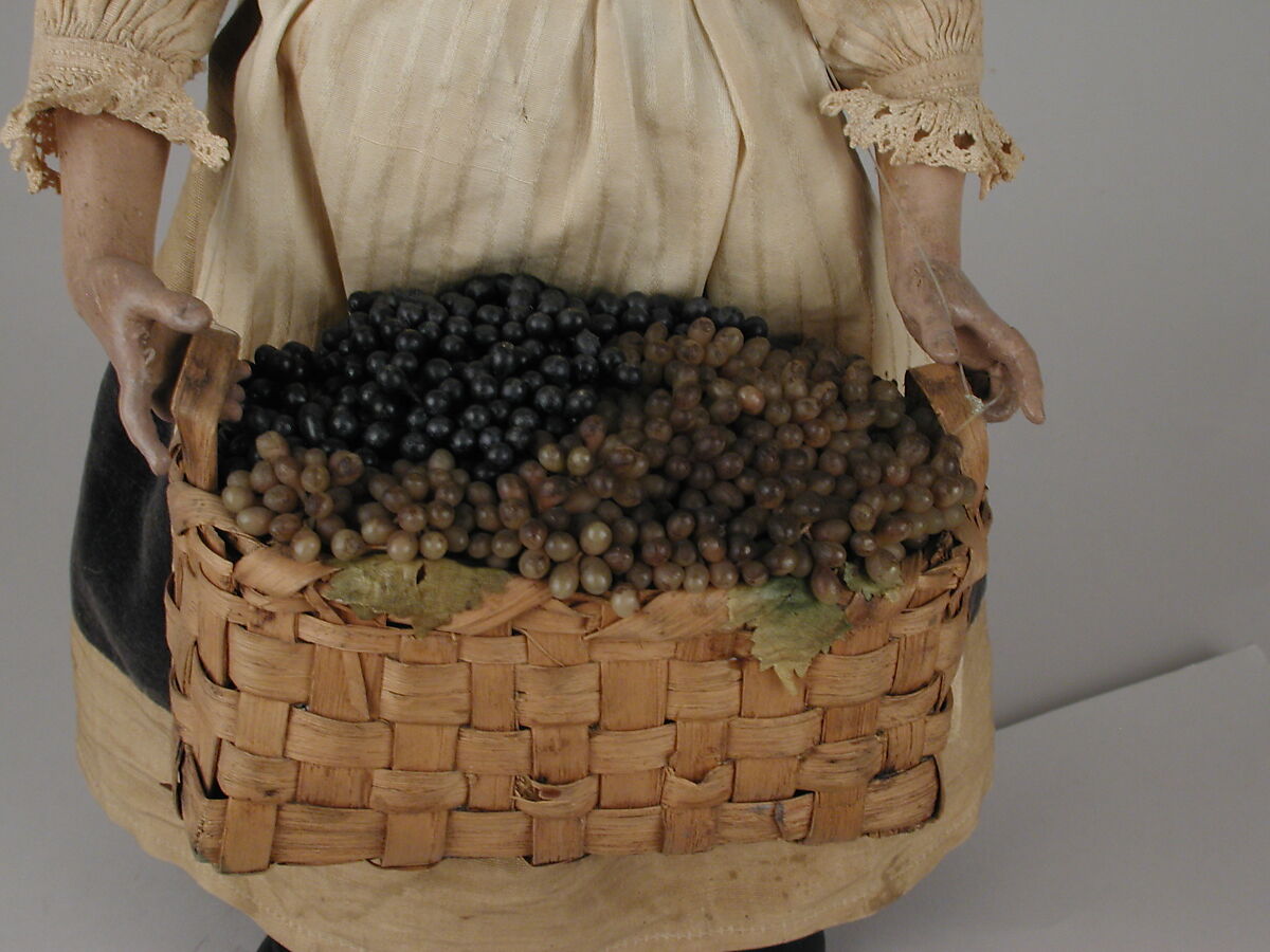 Basket of grapes, Wax and wicker, Italian, Naples 