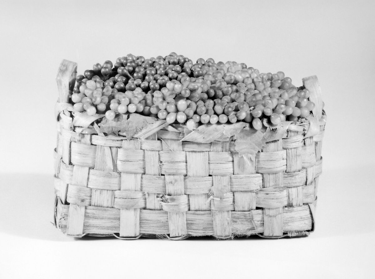 Basket of grapes, Wax and wicker, Italian, Naples