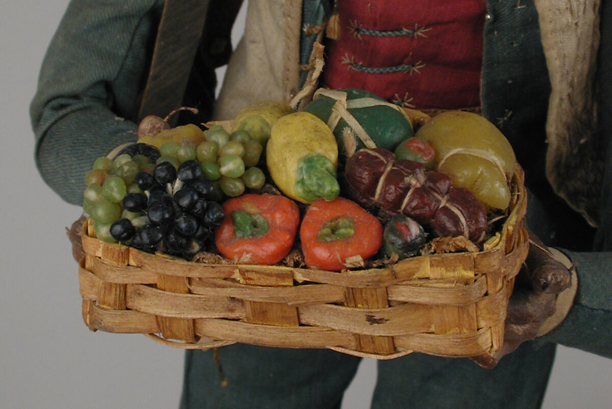 Basket of food, Wax and wicker, Italian, Naples