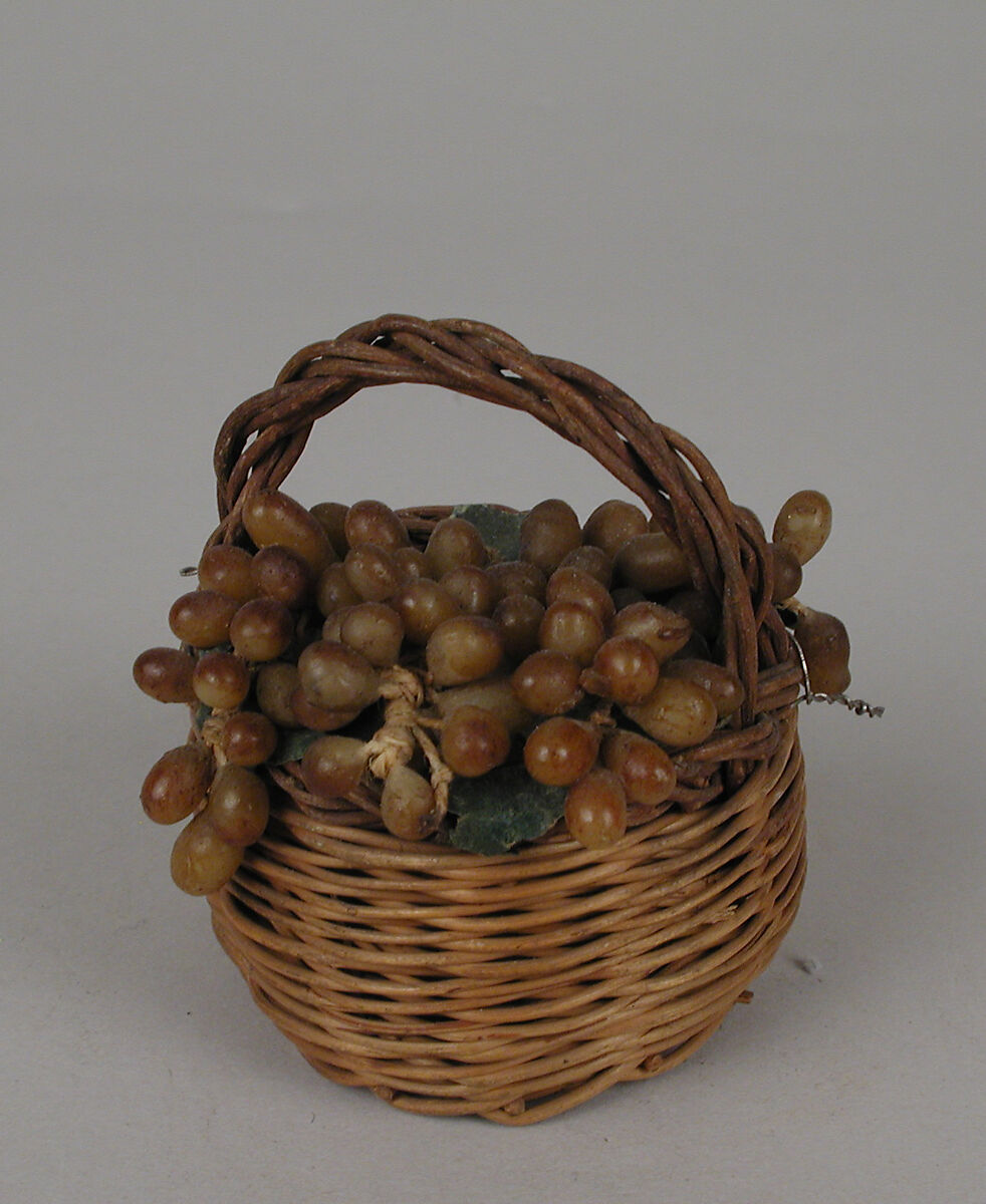 Basket of grapes, Wax and wicker, Italian, Naples