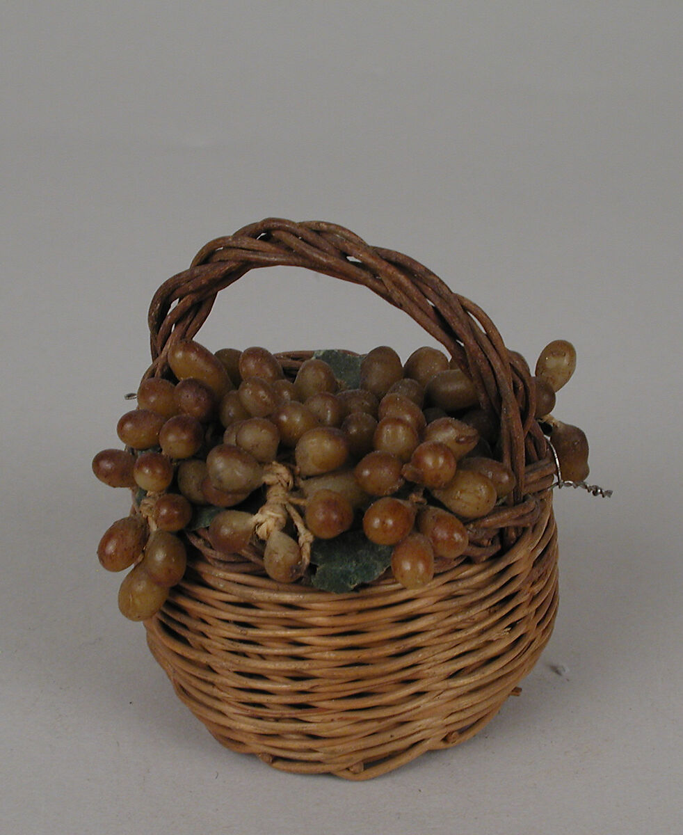 Basket of grapes, Wax and wicker, Italian, Naples 