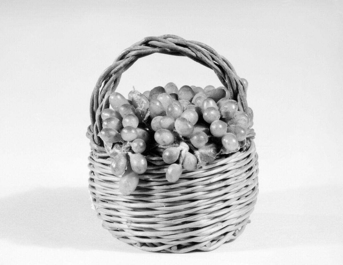Basket of grapes, Wax and wicker, Italian, Naples